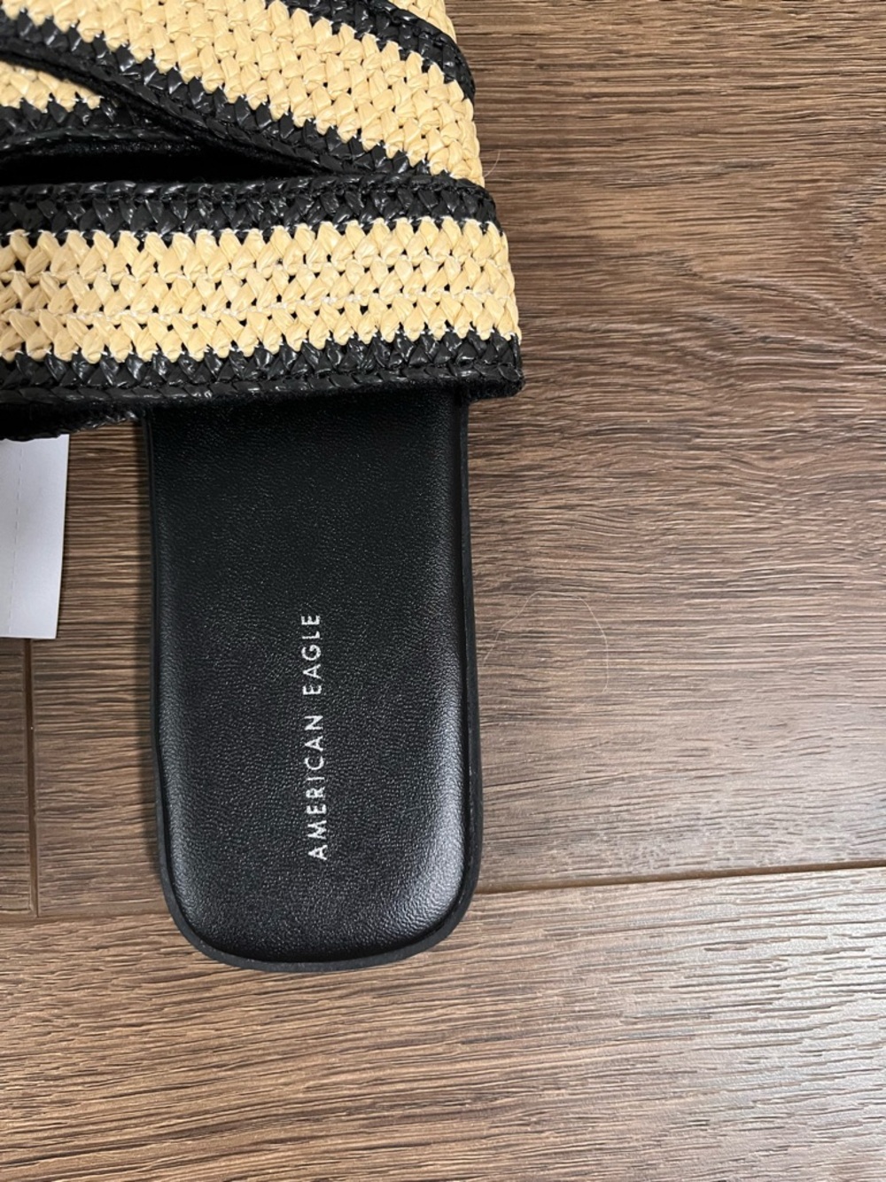 American Eagle Outfitters Black and Natural Braided Slide Sandals - Picture 2 of 3